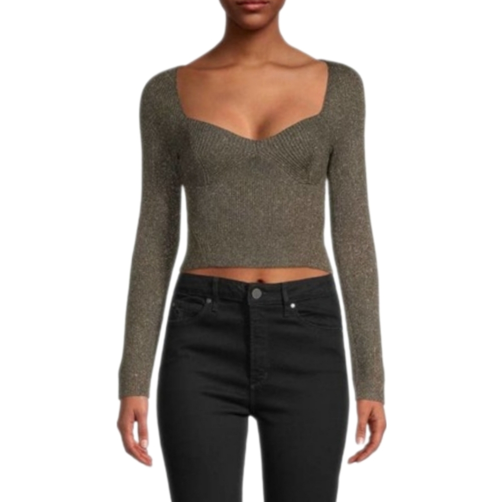 STAUD | Cerro Metallic Ribbed Knit Top in Size Large